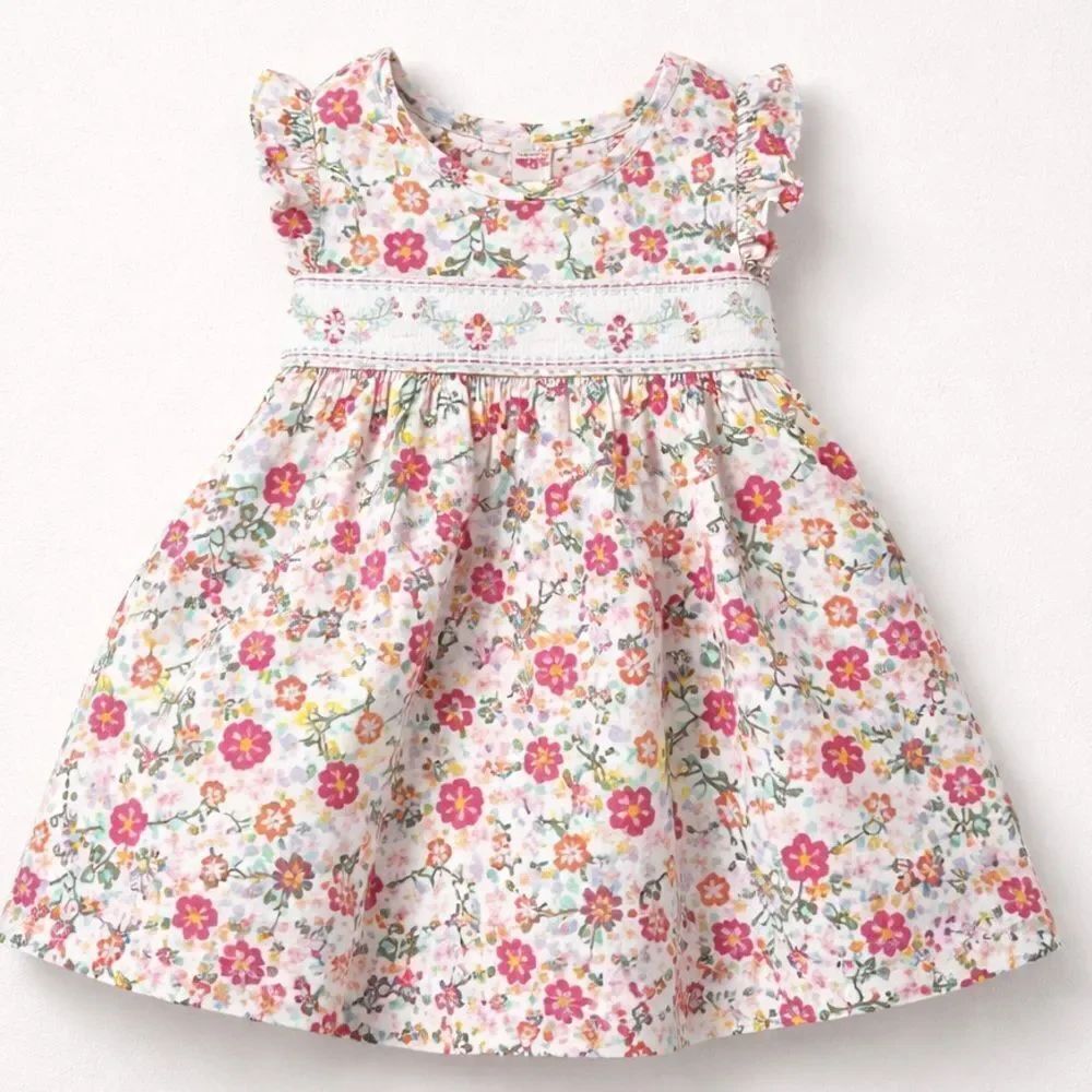 Iris and Ivy smocked floral cotton dress EUC size 3-6 months